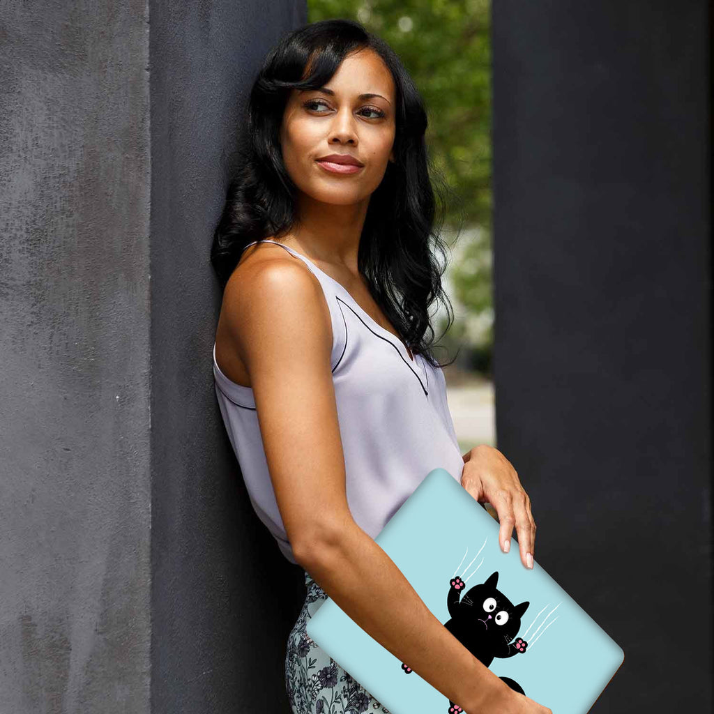 A yong girl holding personalized microsoft surface laptop case with Cat Kitty design