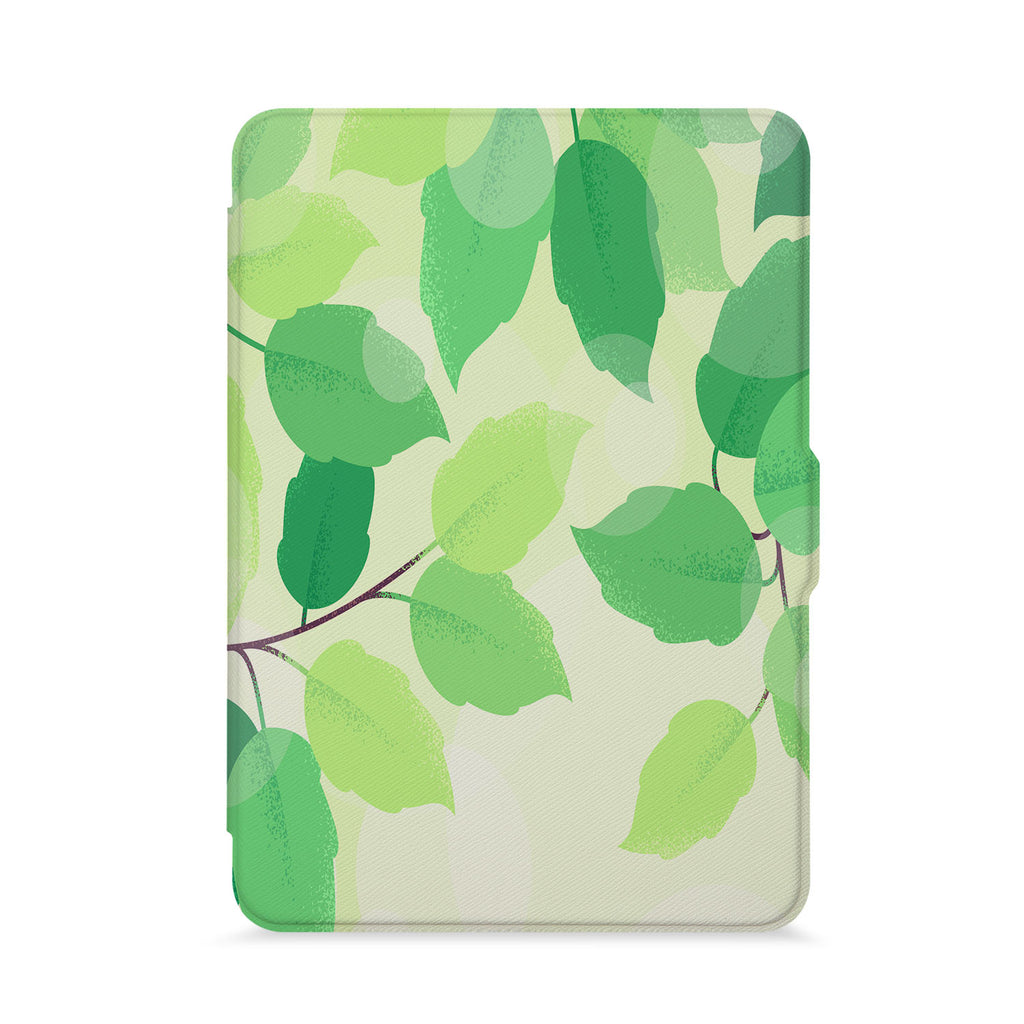 front view of personalized kindle paperwhite case with Leaves design - swap