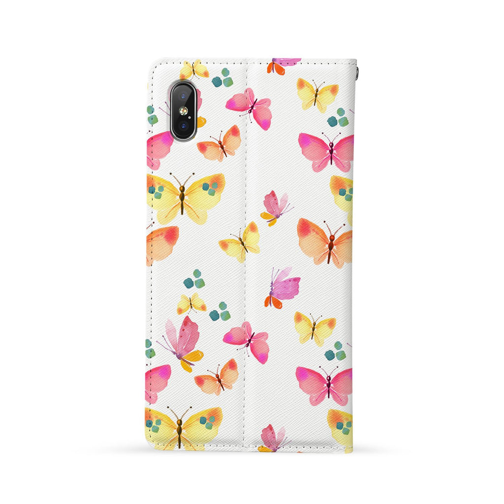 Back Side of Personalized Huawei Wallet Case with Butterfly design - swap