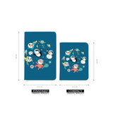 comparison of two sizes of personalized RFID blocking passport travel wallet with Christmas design