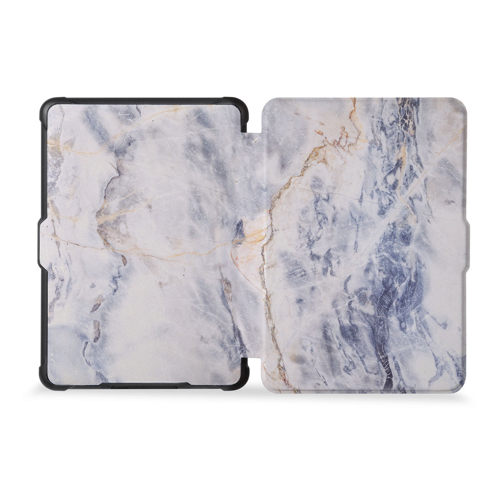 the whole front and back view of personalized kindle case paperwhite case with Marble design