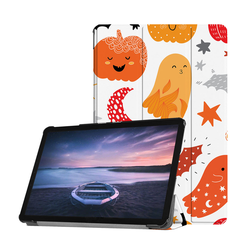 Personalized Samsung Galaxy Tab Case with Halloween design provides screen protection during transit