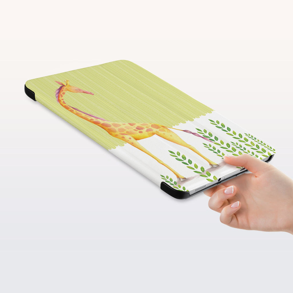 a hand is holding the Personalized Samsung Galaxy Tab Case with Cute Animal 2 design