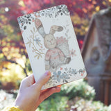 a girl holding personalized RFID blocking passport travel wallet with Fairy Rabbits design