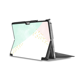 the back side of Personalized Microsoft Surface Pro and Go Case in Movie Stand View with Simple Scandi Luxe design - swap