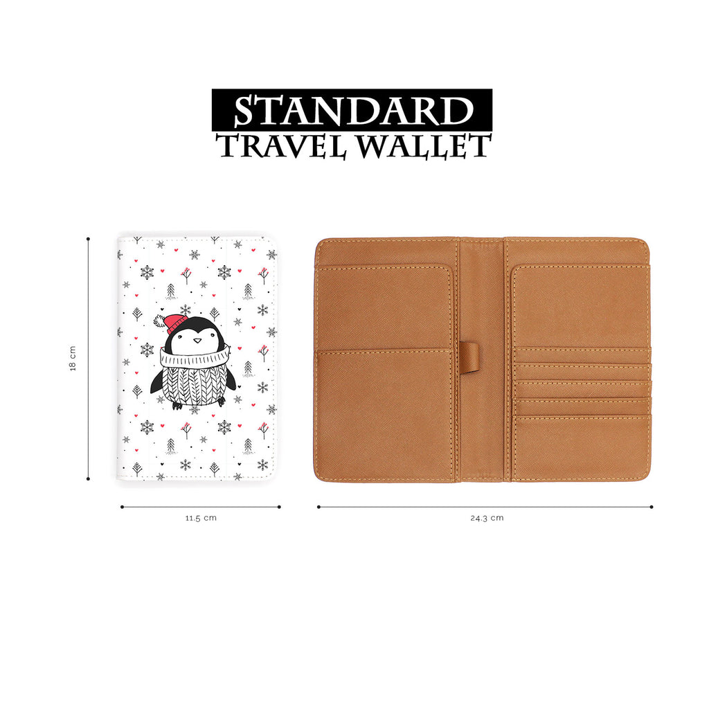 standard size of personalized RFID blocking passport travel wallet with Penguins design