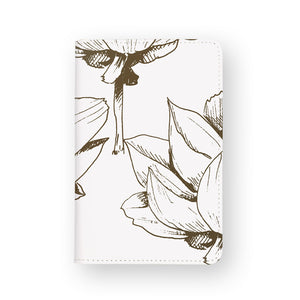 front view of personalized RFID blocking passport travel wallet with Bloom Flourish design