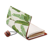 opened view of midori style traveler's notebook with Green Leaves design