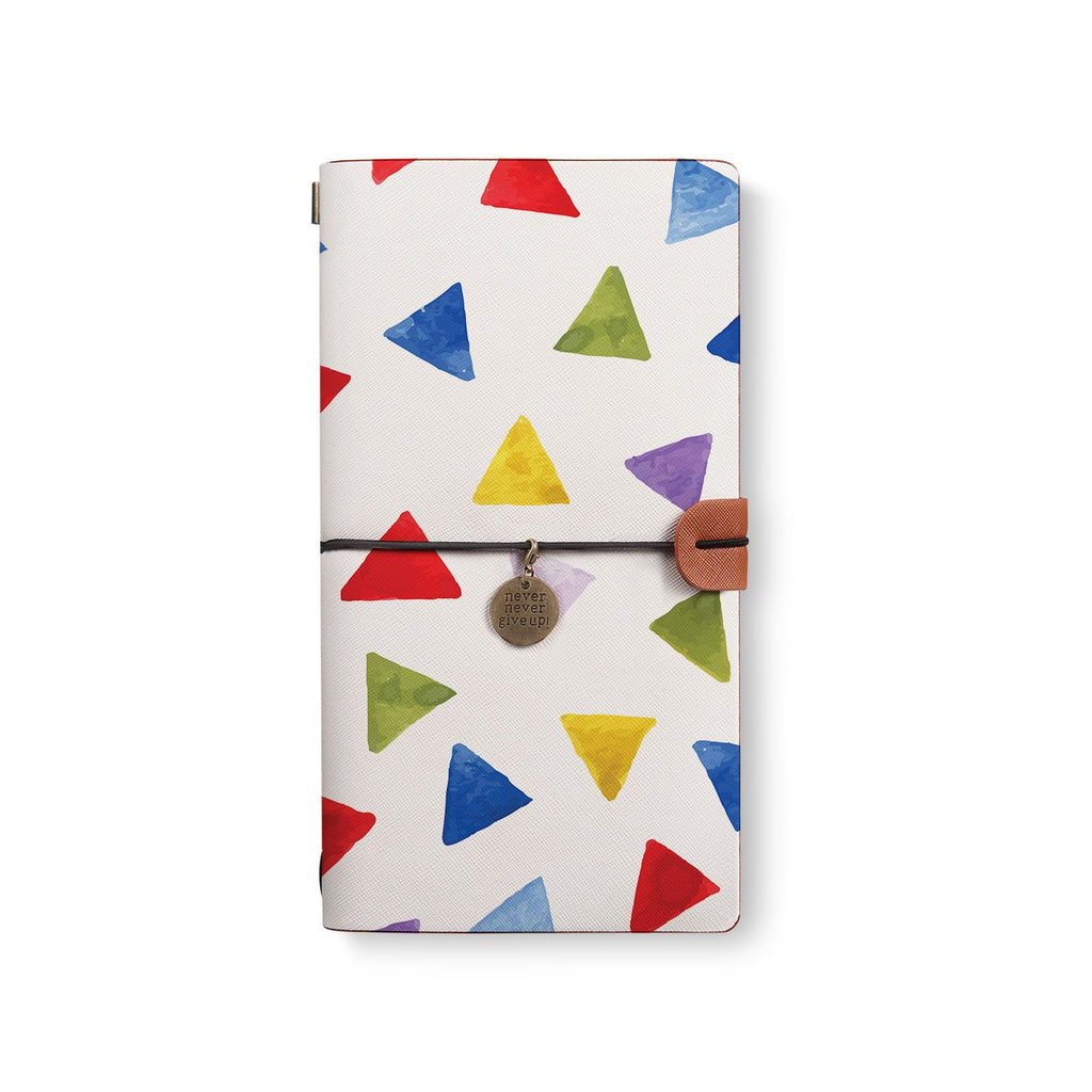 the front top view of midori style traveler's notebook with Geometry Pattern design