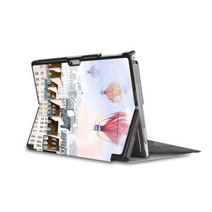 the back side of Personalized Microsoft Surface Pro and Go Case in Movie Stand View with Travel design - swap