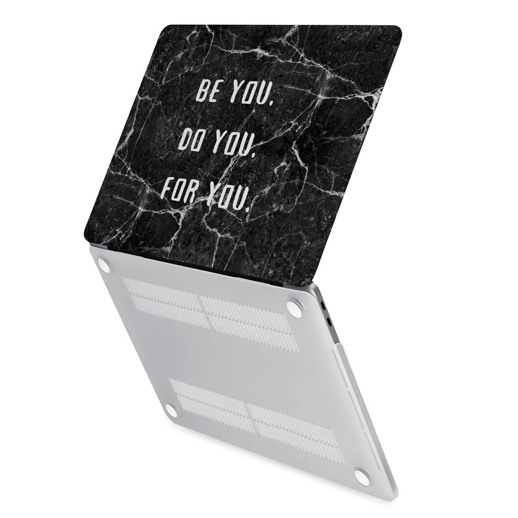 hardshell case with Positive design has rubberized feet that keeps your MacBook from sliding on smooth surfaces