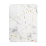 front view of personalized iPad case with pencil holder and Marble 2020 design