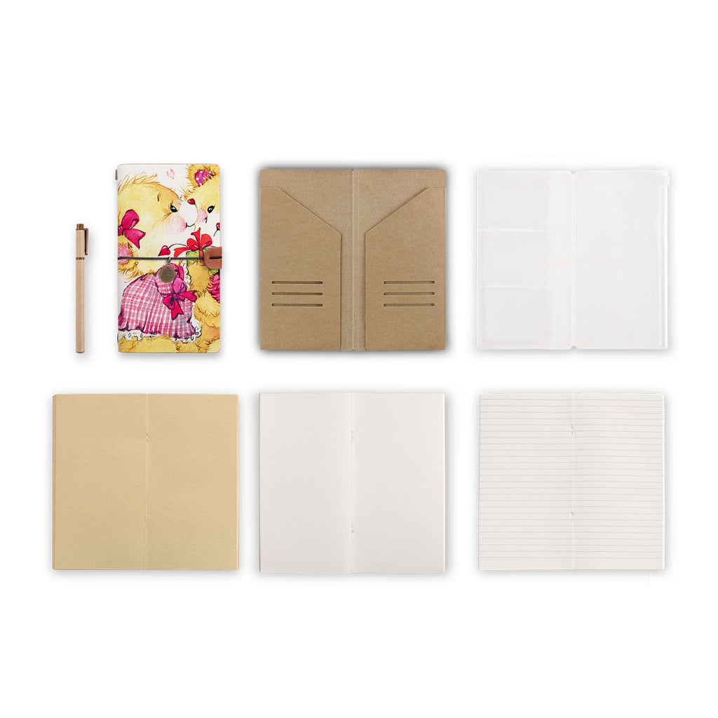 midori style traveler's notebook with Bear design, refills and accessories