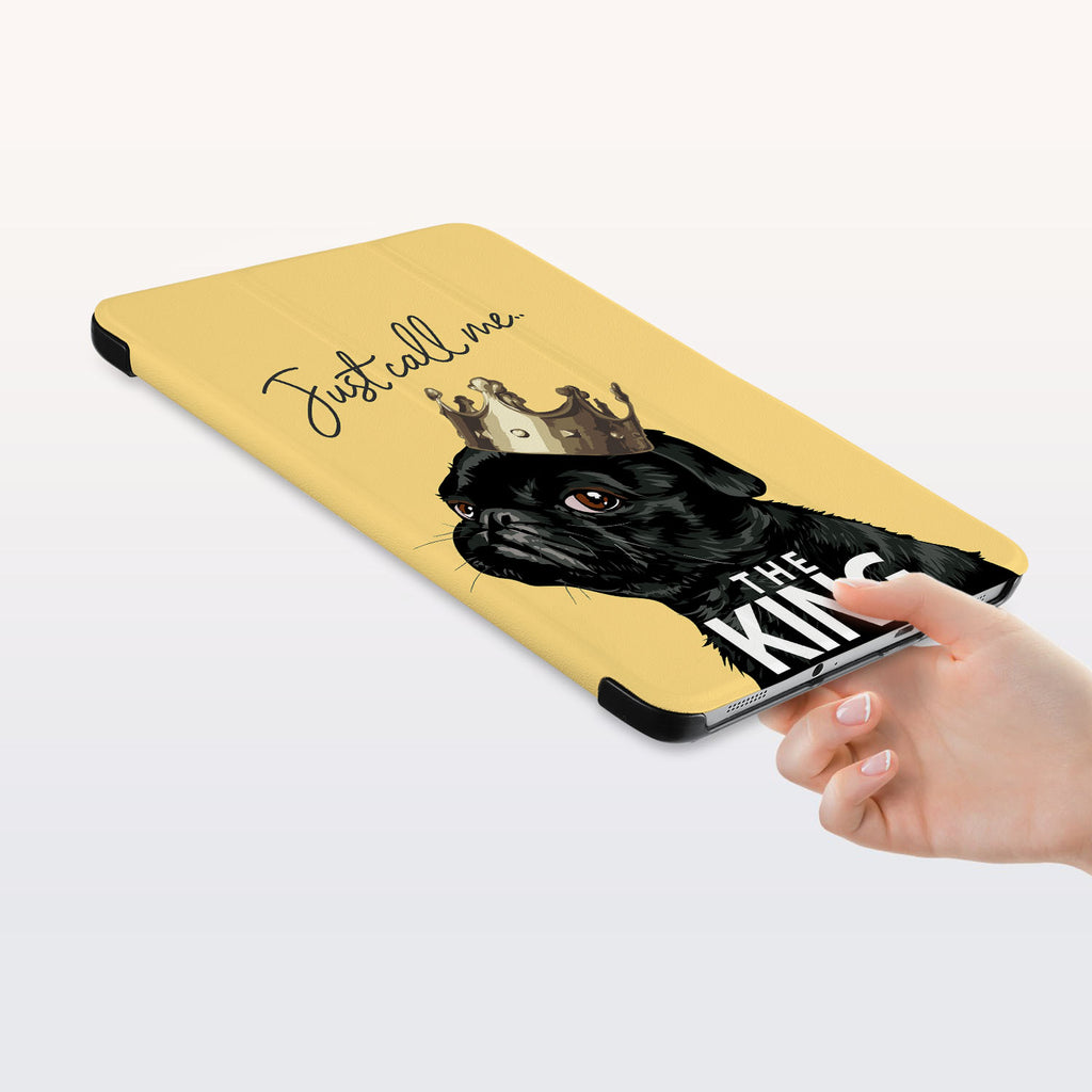 a hand is holding the Personalized Samsung Galaxy Tab Case with Dog Fun design
