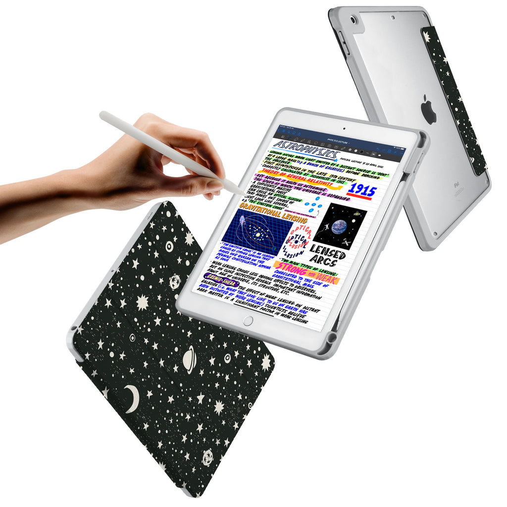 Vista Case iPad Premium Case with Space Design has trifold folio style designed for best tablet protection with the Magnetic flap to keep the folio closed.