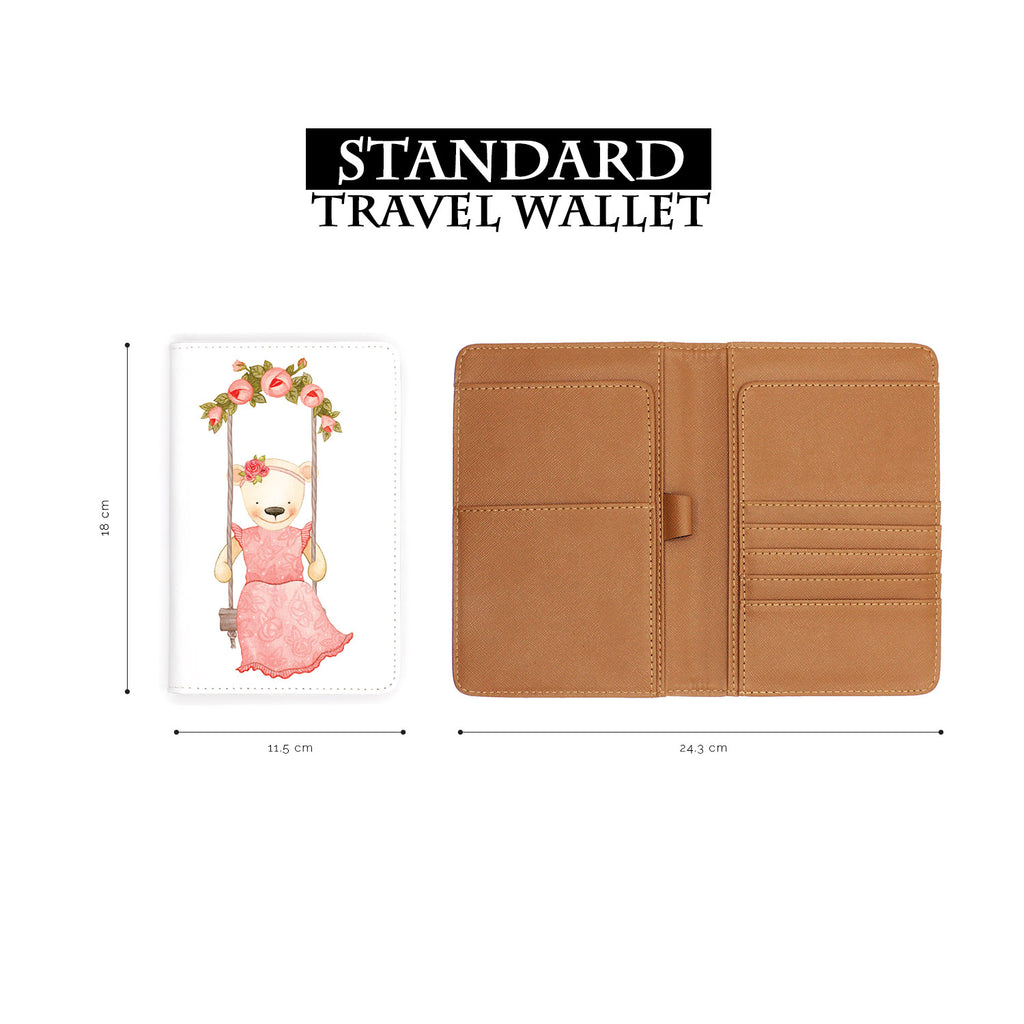 standard size of personalized RFID blocking passport travel wallet with Charming Bear design