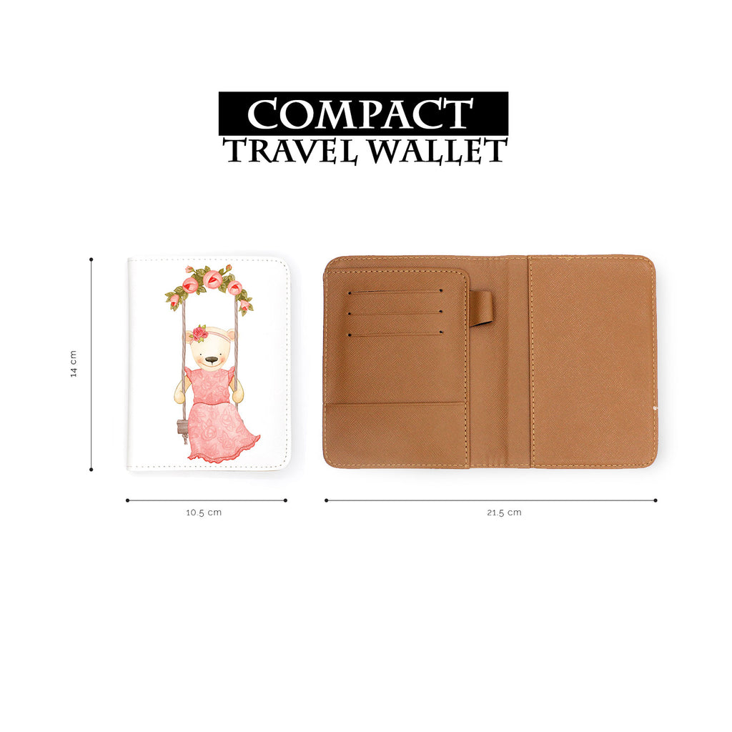 compact size of personalized RFID blocking passport travel wallet with Charming Bear design