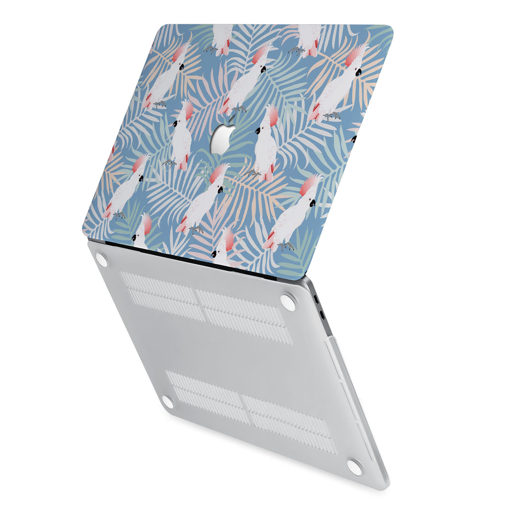 hardshell case with Bird design has rubberized feet that keeps your MacBook from sliding on smooth surfaces