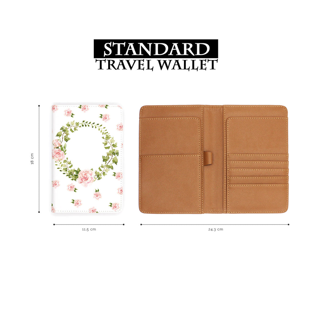 standard size of personalized RFID blocking passport travel wallet with Lush Flowers design