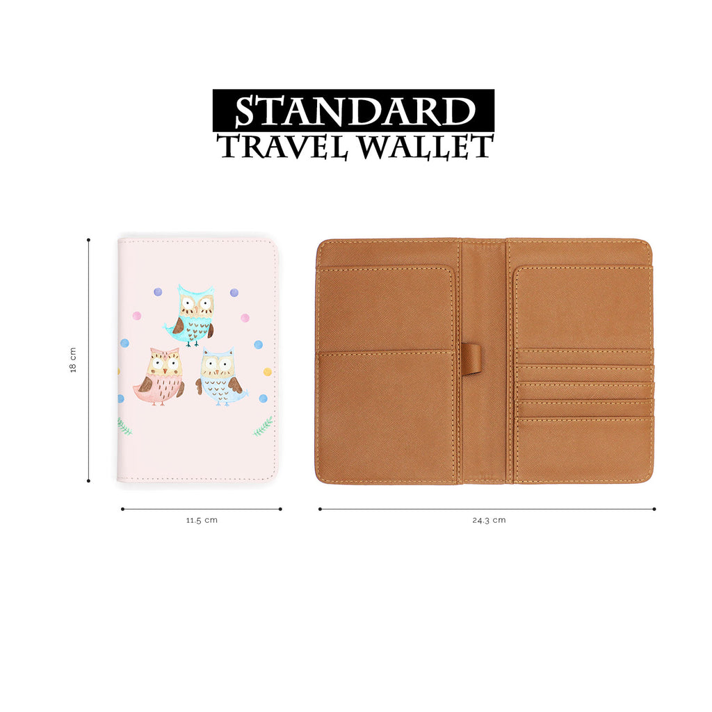 standard size of personalized RFID blocking passport travel wallet with Happy Owls design