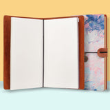 the front top view of midori style traveler's notebook with Oil Painting Abstract design