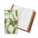 opened midori style traveler's notebook with Green Leaves design