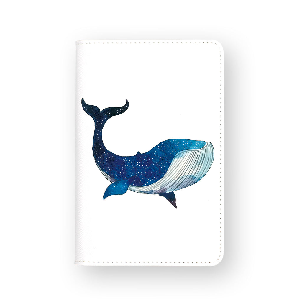 front view of personalized RFID blocking passport travel wallet with Galaxy Whale design