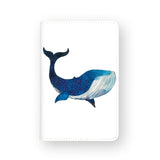 front view of personalized RFID blocking passport travel wallet with Blue Galaxy Whale design
