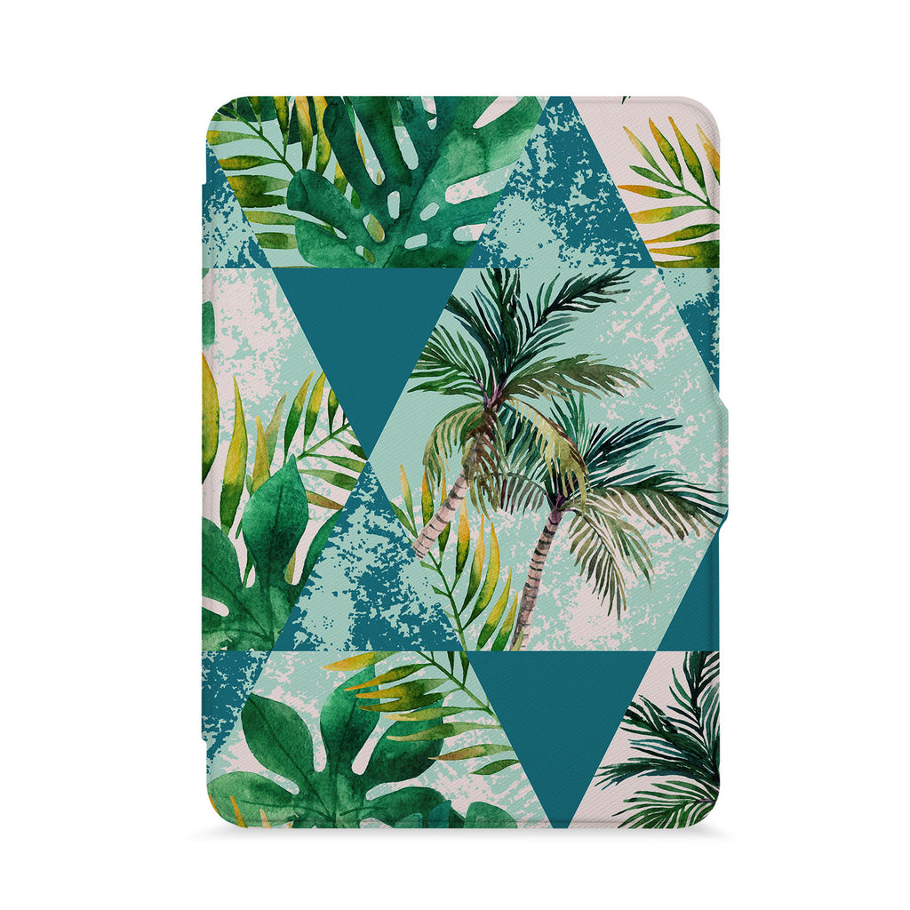 front view of personalized kindle paperwhite case with Tropical Leaves design - swap