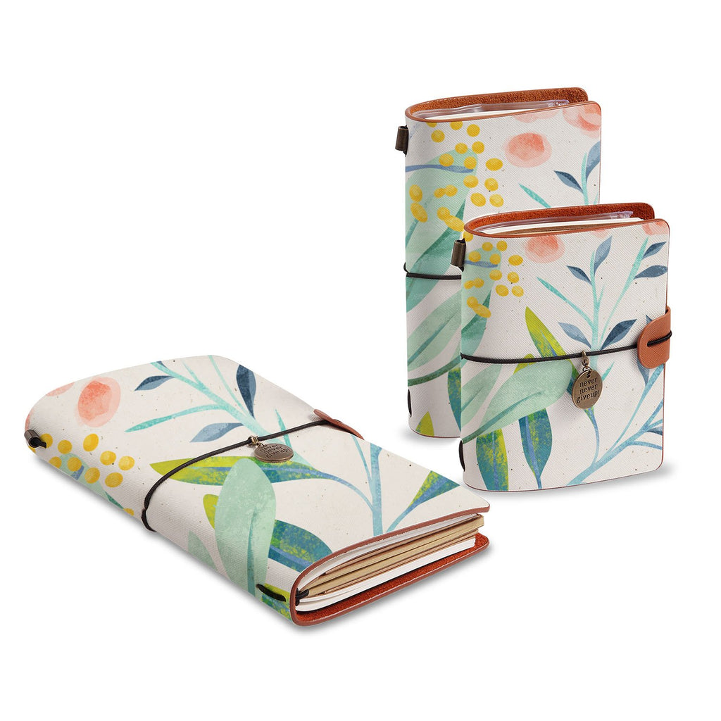 three size of midori style traveler's notebooks with Pink Flower design