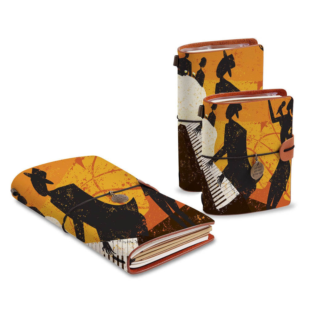 three size of midori style traveler's notebooks with Music design