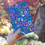 a girl holding personalized RFID blocking passport travel wallet with 90 Patterns design