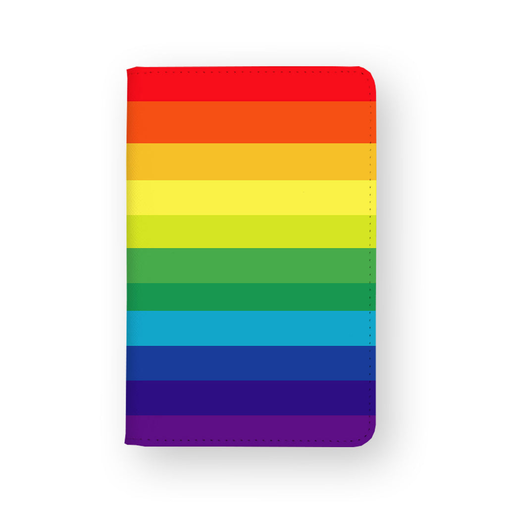 front view of personalized RFID blocking passport travel wallet with Rainbow design