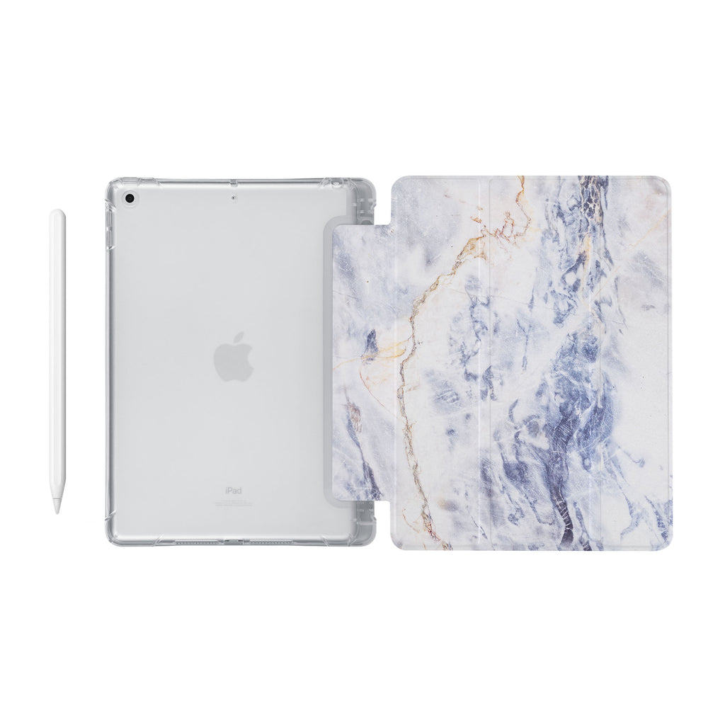 iPad SeeThru Casd with Marble Design Fully compatible with the Apple Pencil