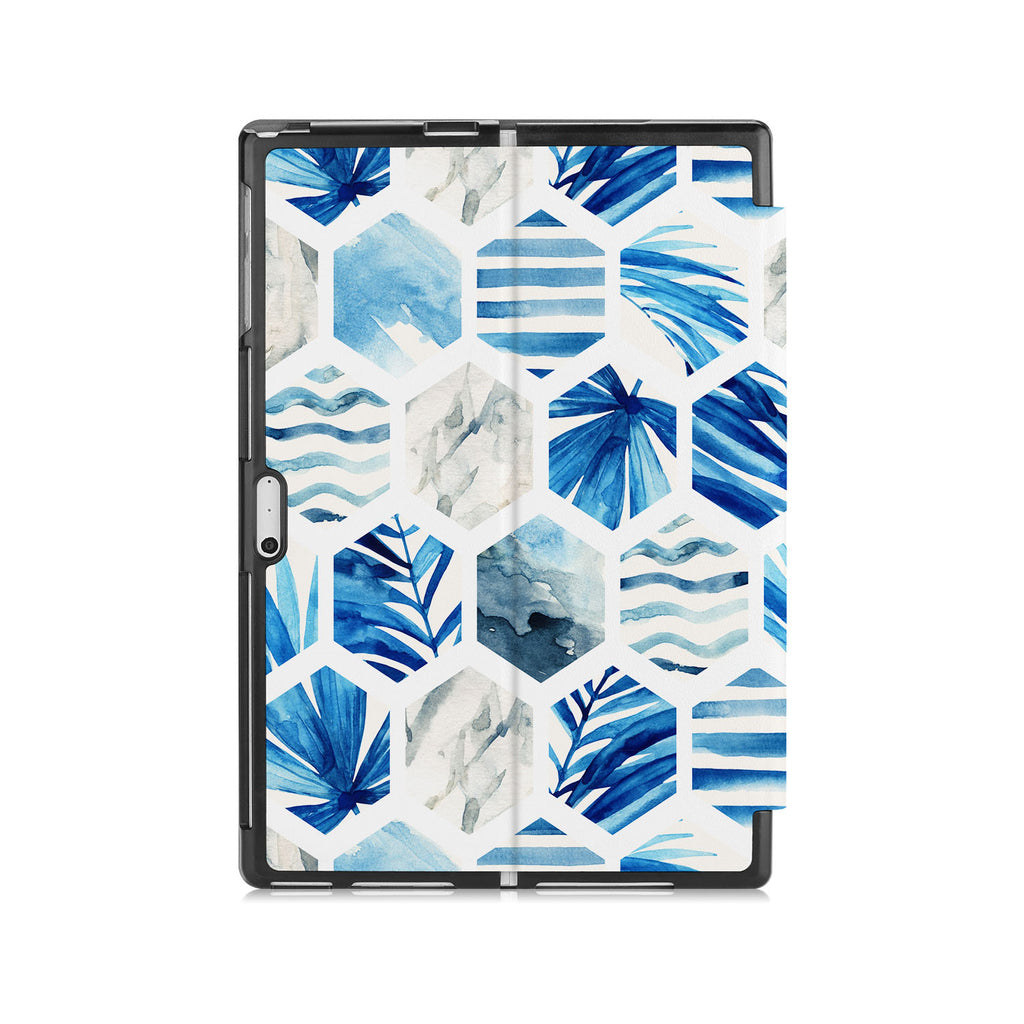 the back side of Personalized Microsoft Surface Pro and Go Case with Geometric Flower design