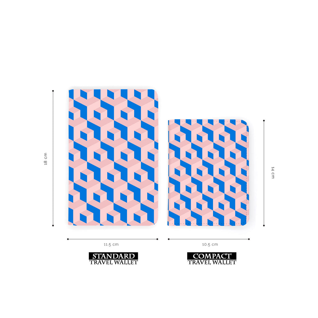 comparison of two sizes of personalized RFID blocking passport travel wallet with 3D Patterns design