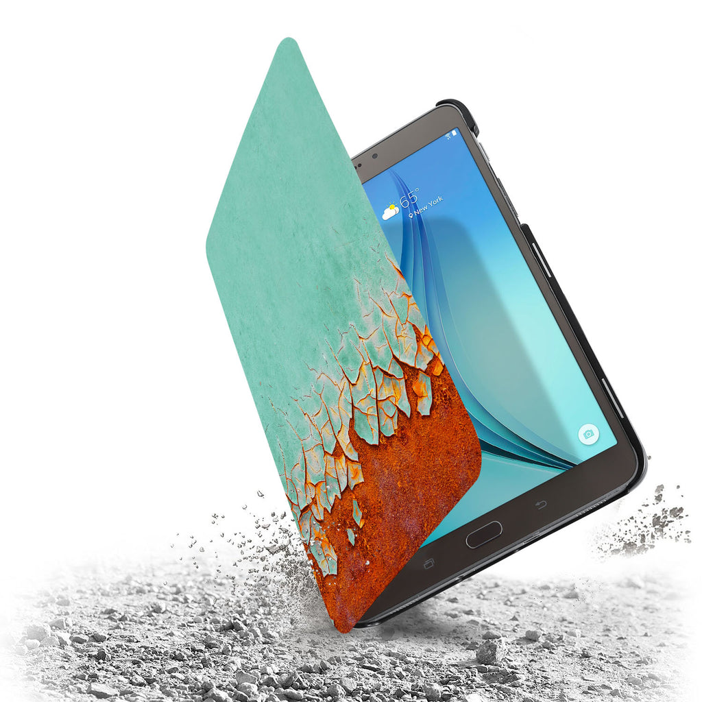 the drop protection feature of Personalized Samsung Galaxy Tab Case with Rusted Metal design