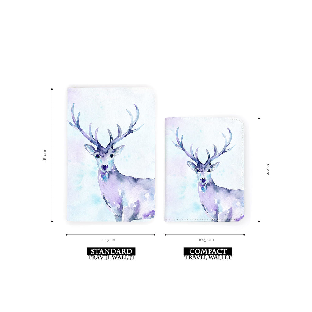 comparison of two sizes of personalized RFID blocking passport travel wallet with Watercolour design