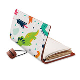 opened view of midori style traveler's notebook with Dinosaur design