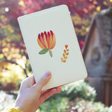 a girl holding personalized RFID blocking passport travel wallet with Autumn Florals design