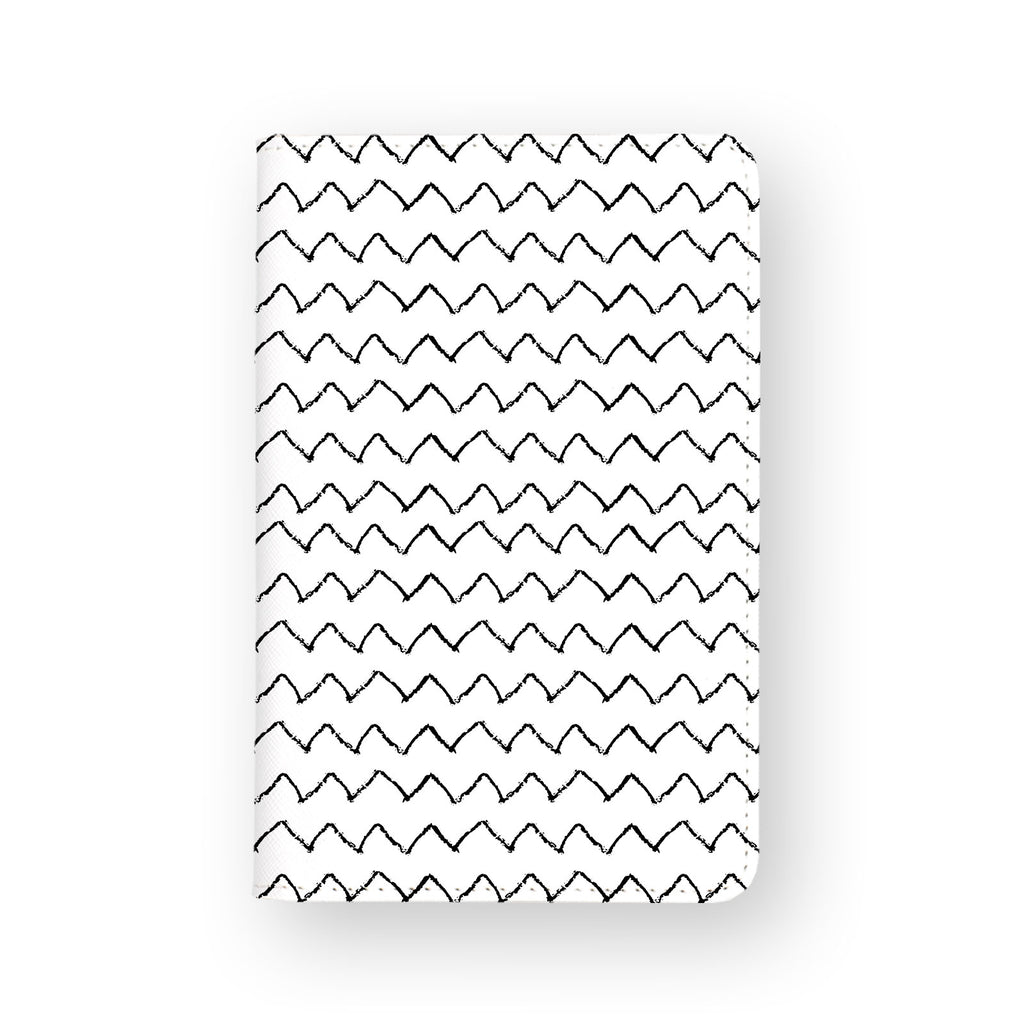 front view of personalized RFID blocking passport travel wallet with Black Seamless Patterns design