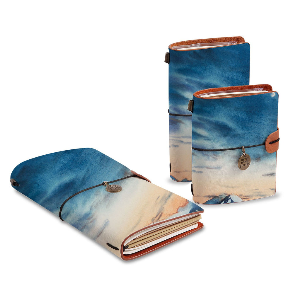 three size of midori style traveler's notebooks with Landscape design