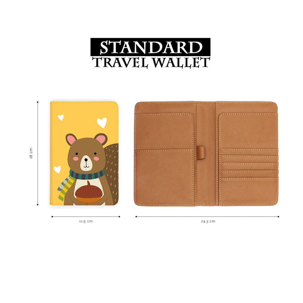 standard size of personalized RFID blocking passport travel wallet with Wood Animal design