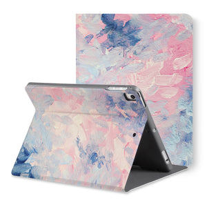 The back view of personalized iPad folio case with Oil Painting Abstract design - swap