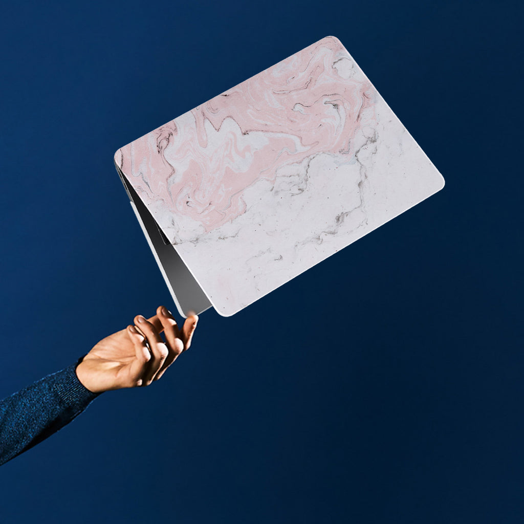 personalized microsoft laptop case features a lightweight two-piece design and Pink Marble print
