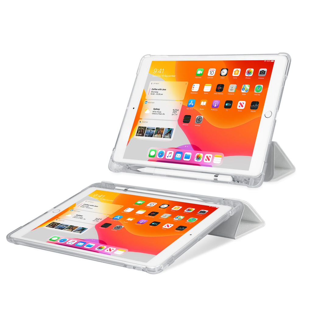 iPad SeeThru Casd with Flamingo Design Rugged, reinforced cover converts to multi-angle typing/viewing stand