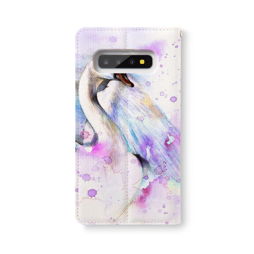 Back Side of Personalized Samsung Galaxy Wallet Case with Swan design - swap