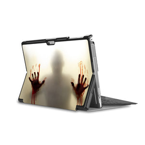 the back side of Personalized Microsoft Surface Pro and Go Case in Movie Stand View with Horror design - swap