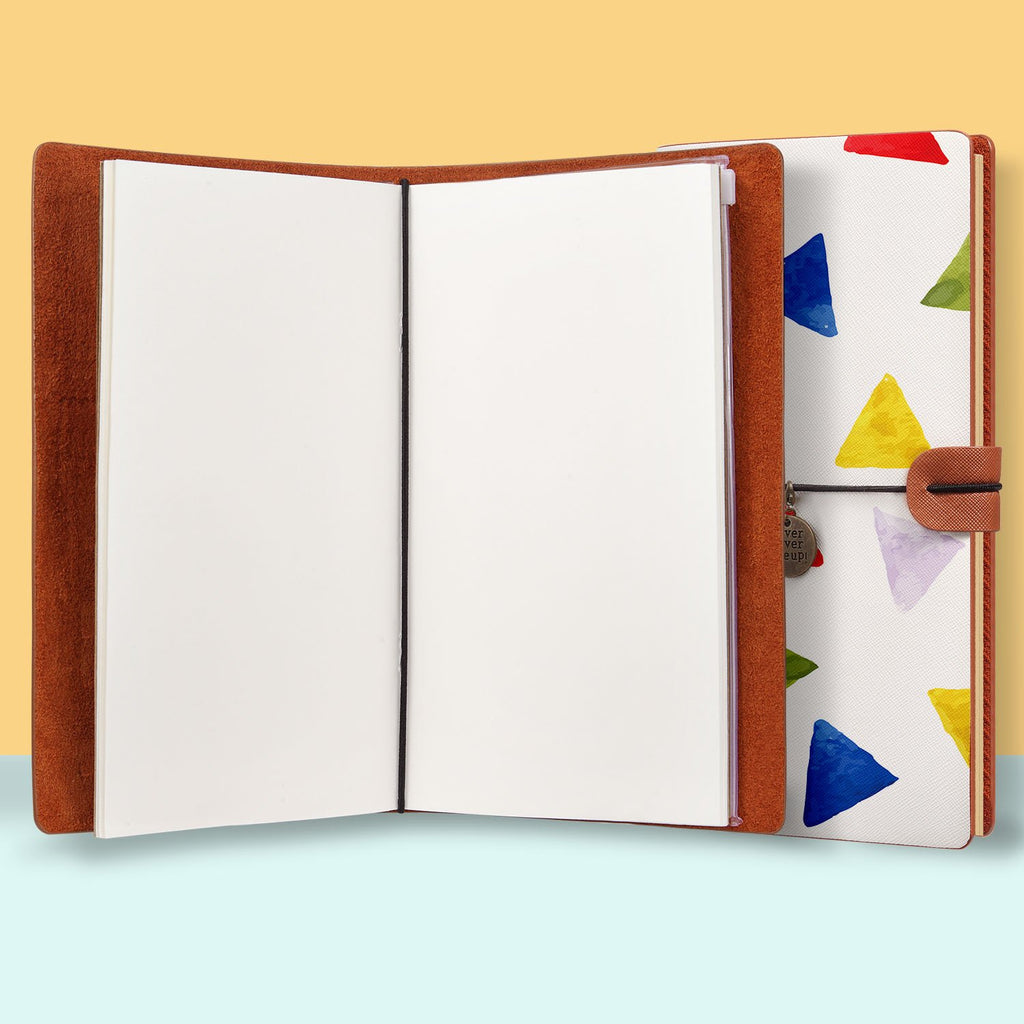 the front top view of midori style traveler's notebook with Geometry Pattern design