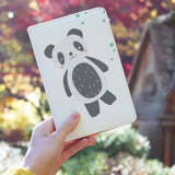 a girl holding personalized RFID blocking passport travel wallet with Cute Animals design